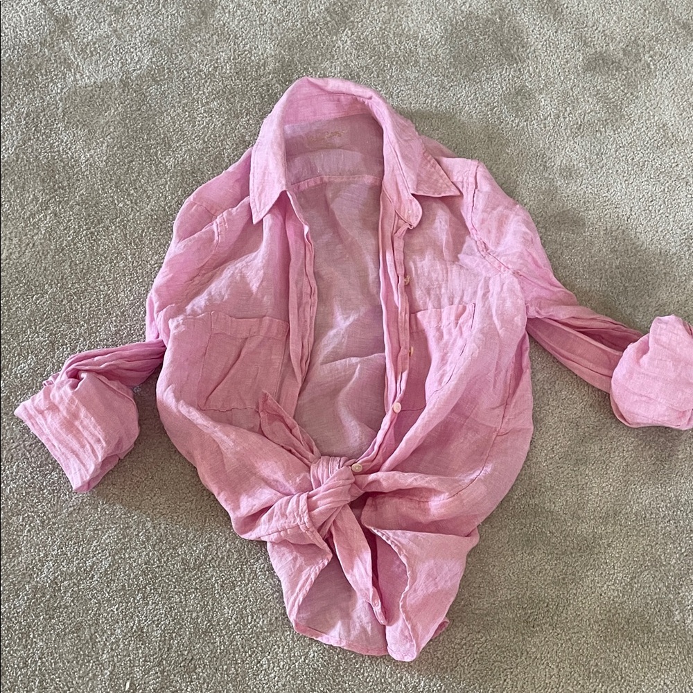 Lilly Pulitzer Pink Linen Top Size Small